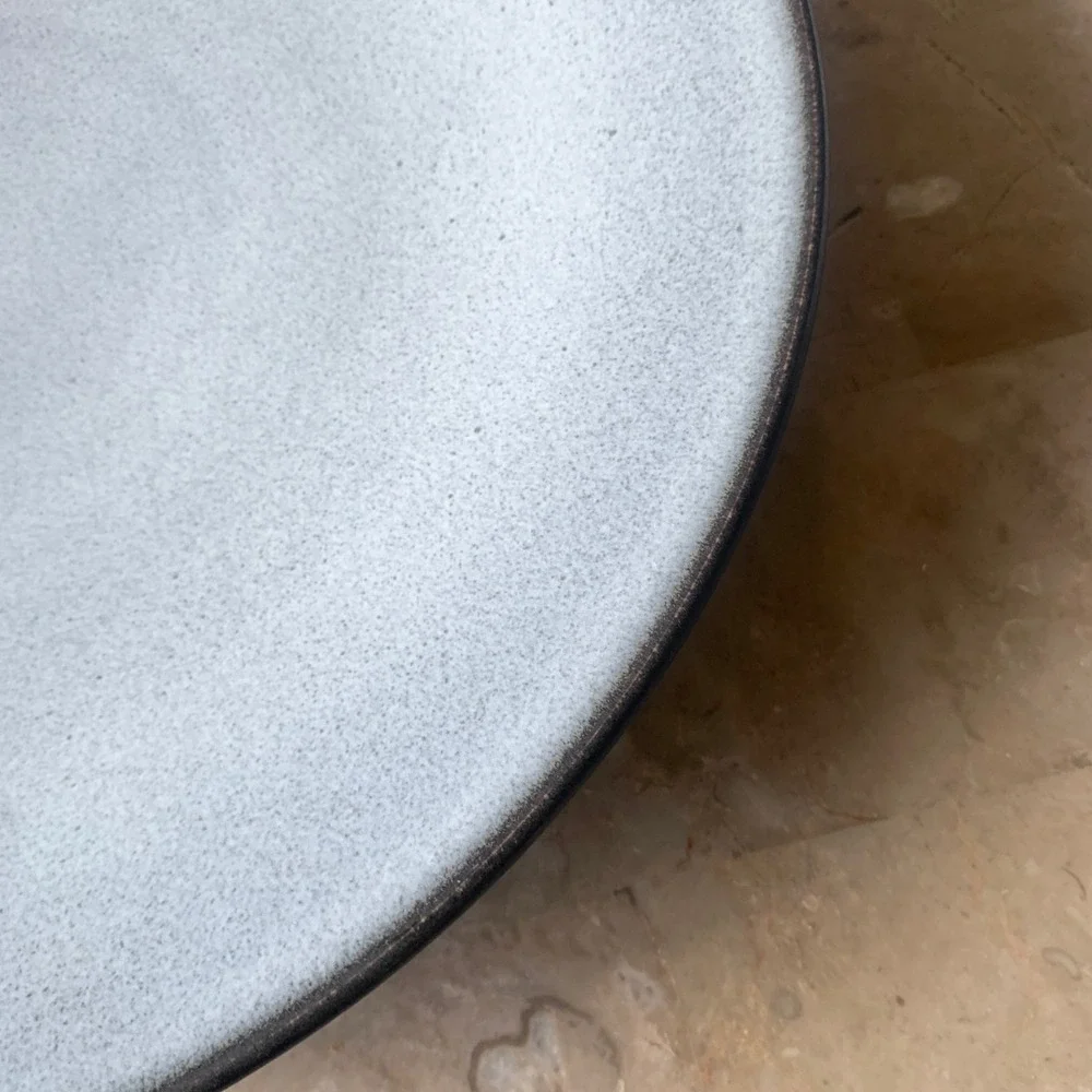Jars France Tourron Blue Grey Stoneware Large Round‎ Serving Platter 13 Inch
